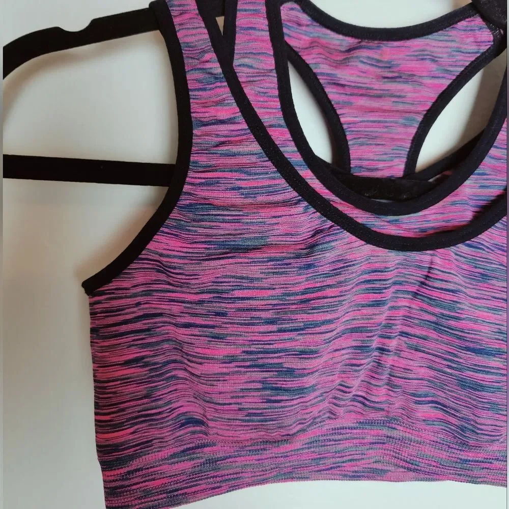 Women's Pink Seamless Double Intertwined Sports Bra, Size S
